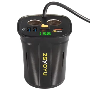 9V USB Outlet Fast Charge USB Charger Socket 5V 10W+10W+18W for Car Cup Shape