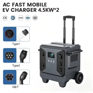 9kw 32A Portable Solar EV Charger Level2 Mobile Car Battery Solar Panel Charger All Car Compatibility