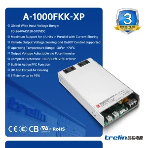 A-1000FKK 1000W AC-DC SMPS 12V 24V 48V Parallel Support & Active PFC for Energy Storage & Laser CE RoHS