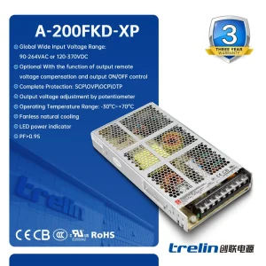 A-200FKD 200W AC-DC SMPS 12V 24V 48V Adjustable Output For Electronic Instrument & CNC Machine CE RoHS