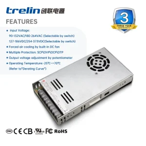 A-450FGF 450W AC DC Switching Power Supply 12V 24V 48V High Efficiency For Industrial Automation & Photovoltaic CE RoHS