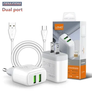 A2221 EU/US Plug Dual USB Charger Adapter with Cable