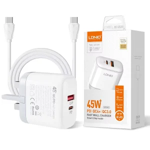 A2526C PD 45W Type-C Wall Charger with Dual USB Ports for Mobile Phones