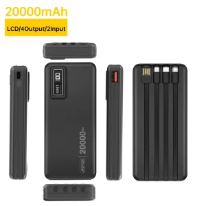 A301 Portable 20000mAh Power Bank Charger 4 In1 Built in Cables 20000mAh Power Bank for Phone