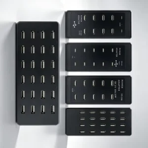 ABS EU UK Plug 10 20 24 Port Type C USB Charger for Multi Phones Power Bank Smart Watch Bluetooth Earphone Charging