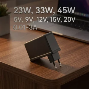 AC DC 23W 33W 45W USB PD Fast Charger Power Adapter 5V 9V 12V 15V 20V Universal Power Supply with UK US EU Plugs