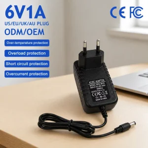 AC/DC 6V1A Switching Power Adapter UK Plug Output 6V1000mA 6W Plug-in 6V1A Power Supply for Blood Pressure Monitors