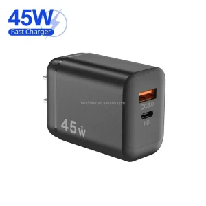 A+C PD Fast Charging 45W USB Type C USB QC 3.0 Power Adapter US EU UK Wall Adapter for Android Samsung Redmi