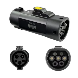 AC Type 1 to Type 2 Adapter 32A 250V EV Charger Connector J1772 to IEC62196 for Tesla Model 3/Y
