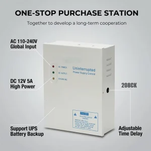 AC110V-240V to DC 12V 5A Access Control Uninterrupted Power Supply with UPS Backup LED Indicator for Security Door Electric Lock