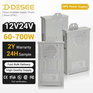 AC220-240V to DC12V 60-700W LED Driver Waterproof Lighting Transformer Outdoor Rainproof Power Supply