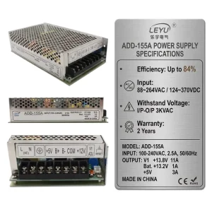 ADD-155A 155W Power Supply with Battery Charger 13.8V 9.5A + 5V 3A Dual Output UPS Backup for CCTV Access Control
