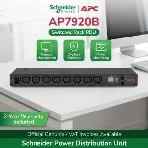 APC AP7920B 1U Rack PDU Smart Power Distribution Unit 2.5kW 208V 12A Steel 8 Sockets Industrial Use for Rack Cabinets
