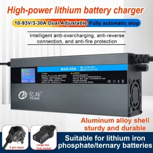Adjustable 48V 60V 72V Lithium Battery Charger Fast Charge Adjustable 10 95V 58.8V 73V 84V 71.4V 87.6V Adjustable 3 30A 30A