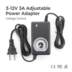 Adjustable AC DC Power Supply Adapter 3-12V3A Variable Speed Driver for Ventilation Fans Micro Motors