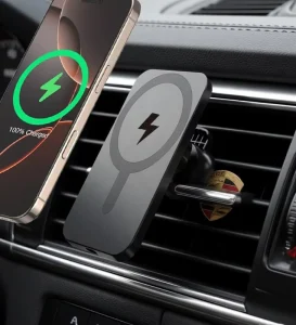 Adjustable Car Air Outlet Mount Magnetic Wireless Charging Holder for iPhone 15W Car Charger Vent Mount