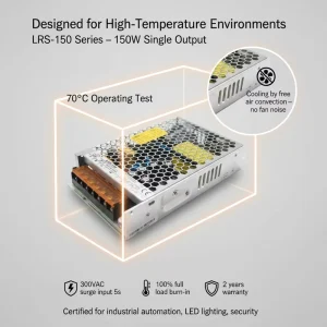 Adjustable Output 48V 3.3A 150W Switching Power Supply LRS 150 48 Low Ripple 200mV for Medical Equipment