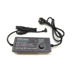 Adjustable Power Adapter Universal AC to DC Transformer 3V-24V 5A Adapter Charger With 14PCS DC Connector with LED Strip Lamp