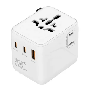 Advanced Xput 20W GaN All In One Universal Travel Adapter PD Fast Charger with 2 Type C 1 USB Ports for Global Use