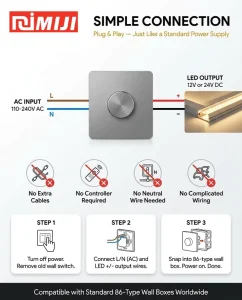 All in One Dimming AC DC Power Panel 150W 12V Full Load Single Output LED Industry Use 86x86mm Long Life Span