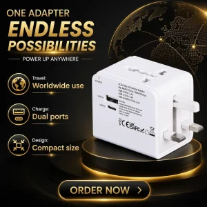 All-in-One Dual USB International Wall Charger PC Fireproof Material Overcharge Protection Universal Travel Adapter