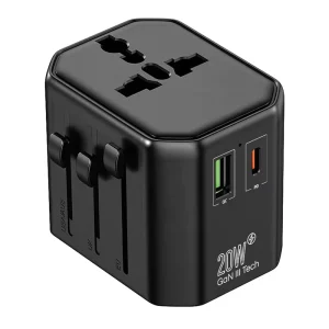 All-in-One PD QC 18W 20W Multi Plug Travel Adaptor Fast Charger International Universal Travel Adapter with 1A1C