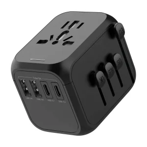 All-in-One Universal Travel Plug Adapter with Dual USB-A and USB-C Ports Worldwide Compatible with USA EU UK AUS Sockets