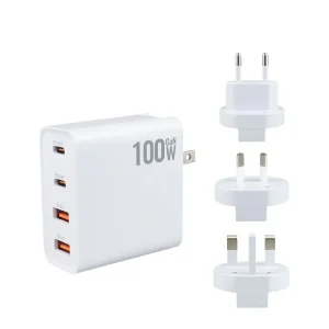 All in one Multi Port 100W Slim GaN Power Charger EU Wall Plug Lightweight Fast Charging Supply for Notebook Cellphone