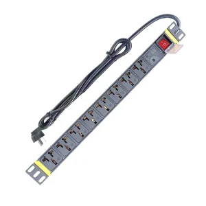 Aluminum Alloy Rack PDU 6 Outlet 16A Universal Power Distribution Unit with SPD Surge Protection for Data Center Server Cabinet