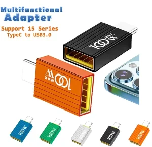Aluminum Alloy USB 3.0 Female to Type C Male Adapter Supports 100W Charging Data OTG Function