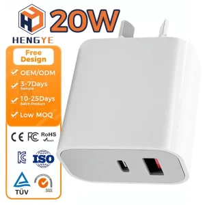 Australia Plug 20W 2 Port USB A+C Travel Type C PD QC 3.0 Fast Charging Phone Power Adapter Charger