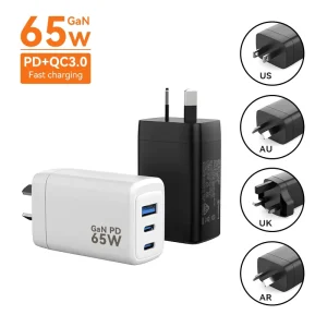 Australian Plug, SAA/RCM Approved, 65W USB-C Power Adapter, Fast Charger for Laptops, Tablets, and Phones