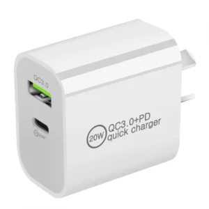 Australian and New Zealand Standard 20W Fast Charge USB-A+C Dual-Port PD QC3.0 Laptop Travel Power Adapter AU Plug