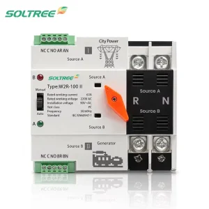 Automatic Transfer Switch 2P 3P 4P 16A-125A 220V 400V PC Class Dual Power ATS for Utility Generator Backup
