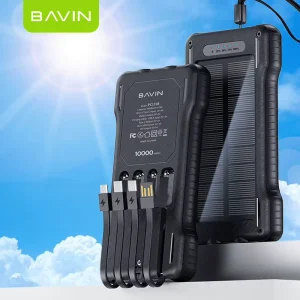 BAVIN Portable Outdoor Powerbank PC1198 5 Output Fast Charging10000mah 22.5w LED Light Panels Solar Charger Power Bank