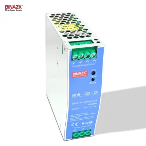 BINA Silver Metal 120W 24V DIN Rail Power Supply NDR-120-24 for Industrial Automation