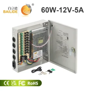 BLD-12V-5A-60W 9CH Industrial AC-DC Single Multi-Channel PPTC Self-Recovery Centralized Switching Power Supply 85% Efficiency