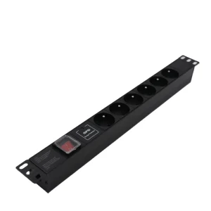 Basic 1U 19 Inch 6 Way Universal Type PDU with an on off Switch and a Surge Protector Power Distribution Unit