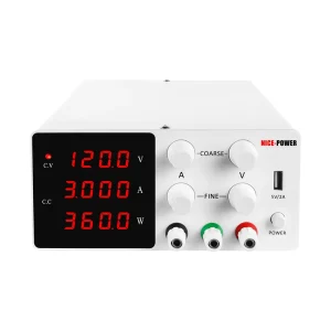 Bench DC Adjustable Power Supply, DC Power Source, 120V 3A, Repair, Lab, Design, School, Electroplate, Charge, SPS-W1203