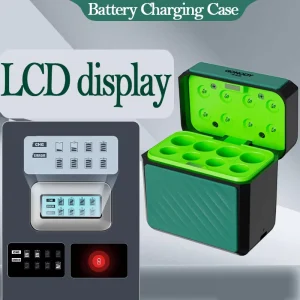 Big LCD Display Battery Charger Portable USB C Battery Charging Case For AA AAA 1.2V 1.5V Rechargeable Li ion Batteries