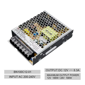 Bina Ultra Slim LRS 12V 100W Switching Power Supply Universal AC Input Enclosed Driver for Smart Home Device Lamp