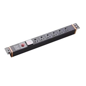 Black 6ways Aluminium Rack Mount Power Distribution Unit