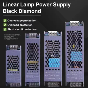 Black King Kong Linear LED Driver 12V 24V 48V 60W-400W Filtered Constant Voltage LED Power Supply for COB Strip Light