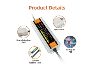 CE Approved Single Industrial LED Driver 60W 6.25A for Active High Power 180-264V Input Voltage IP67 Waterproof Power Supply 12V