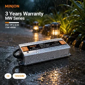 IP67 Waterproof Single LED Power Supply AC 200W DC 12V Active PFC High PF SMPS Driver 90-264V Universal Input