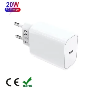 CE RoHS Certified EU AC Plug PD 20W 3A USB C Type C Fast Charging Wall Charger Power Adapter for iPhone 17 16 15 Samsung