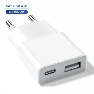 CE Verified Classic 5W USB Charger Dual Ports 5V 1A Wall Charger Adapter For Small Power Mobile Device Charging