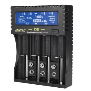 CH4 Electric Battery Charger 18650 26650 6F22 9V AA AAA 16340 14500 Li-ion Li-Fe Ni-MH Ni-CD Batteries Foldable OVP DC Tool