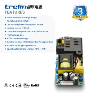 CLB-225B 225W 12V-54V 4×2 Compact Size Power Supply AC DC Single Output SMPS PSU -40~+70C For Automation Control System CE RoHS