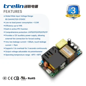 CLB-300 300W 12V 15V 18V Open Frame Power Supply Active PFC 94% Efficiency SMPS PSU for Industrial Automation Control Systems